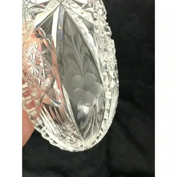 VTG American Brilliant Clear Cut Glass Oblong Relish Tray Celery Bowl 11" HEAVY - Picture 16 of 16